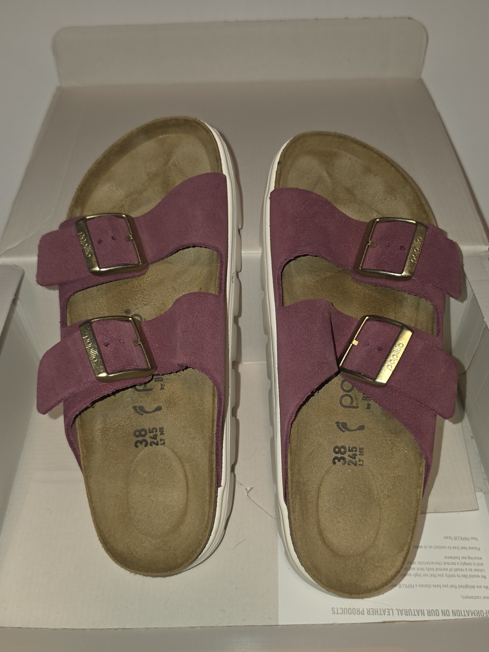 Birkenstock Papillio Arizona Chunky Platform Sandals Berry Crush Suede 38 Narrow